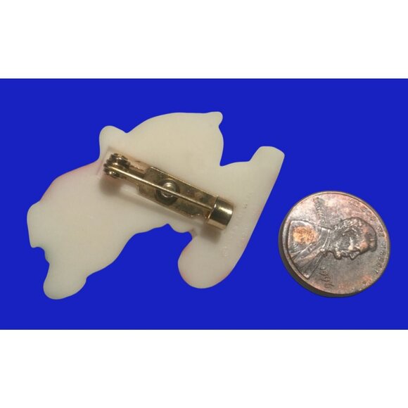 Hallmark Christmas Pin White Polar Bear Skiing Vintage1983 - Picture 6 of 10